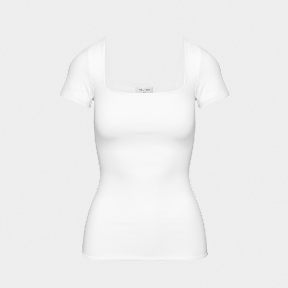 Aritzia Babaton Contour Squareneck White Short sleeve